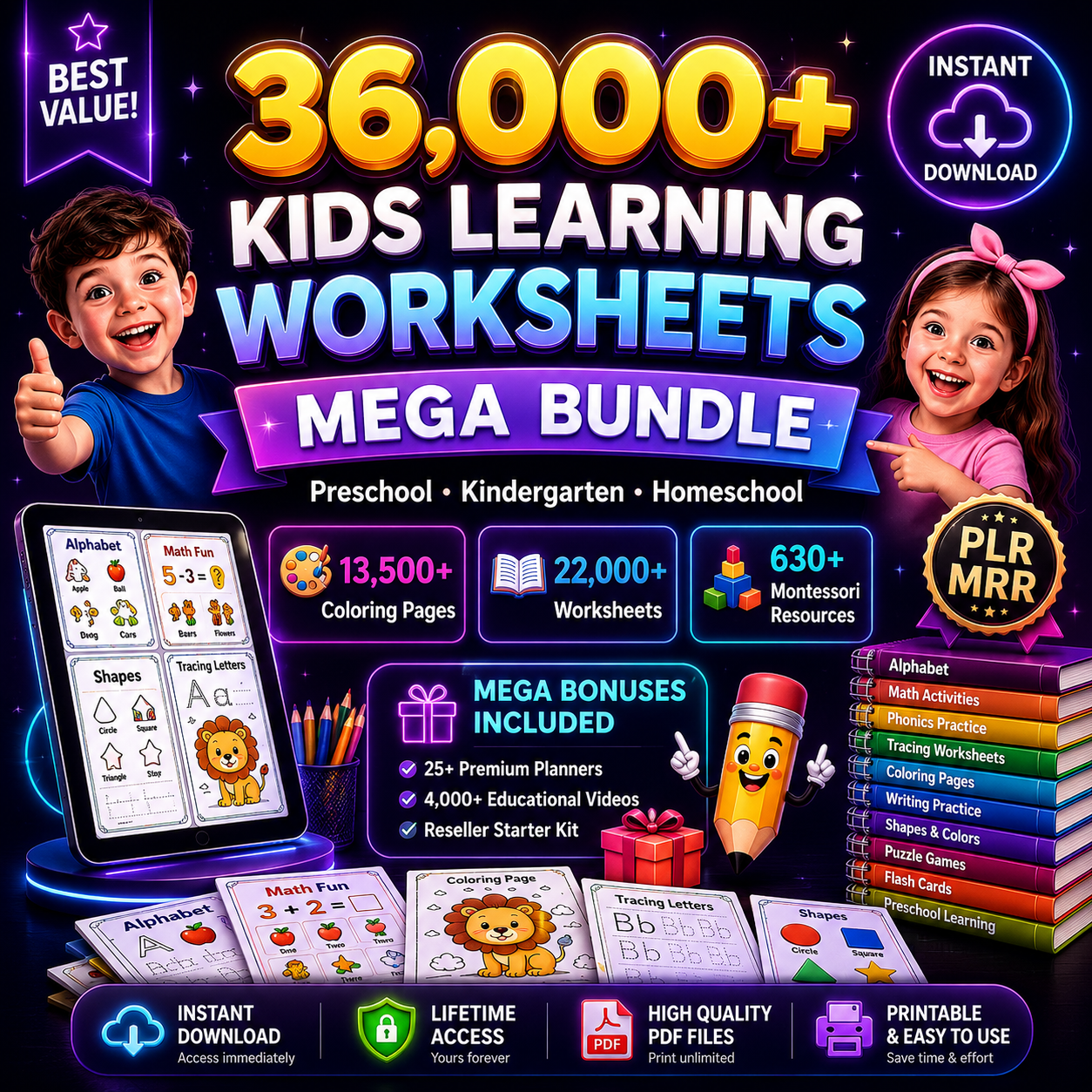 36000+ Kids Learning Worksheet Bundle