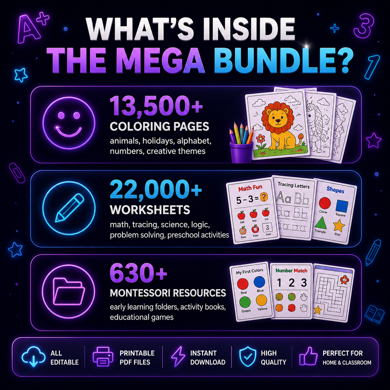 36000+ Kids Learning Worksheet Bundle