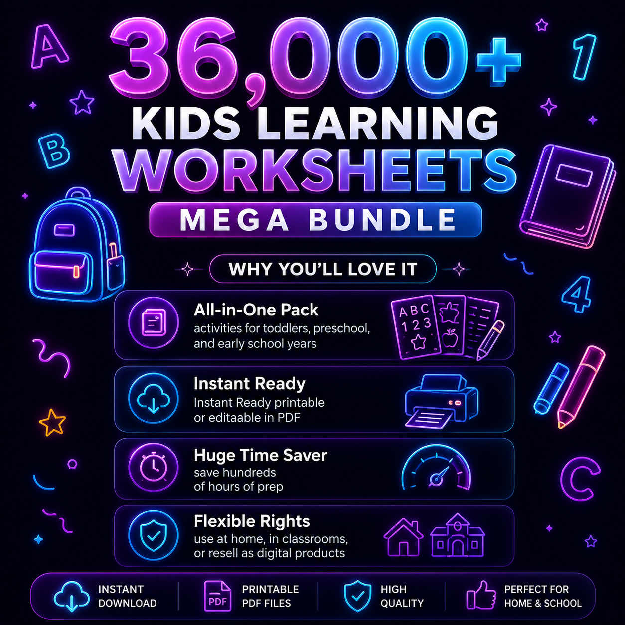 36000+ Kids Learning Worksheet Bundle